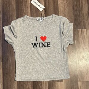 Pretty Garbage Gray 'I ♥ WINE' Crop Tee